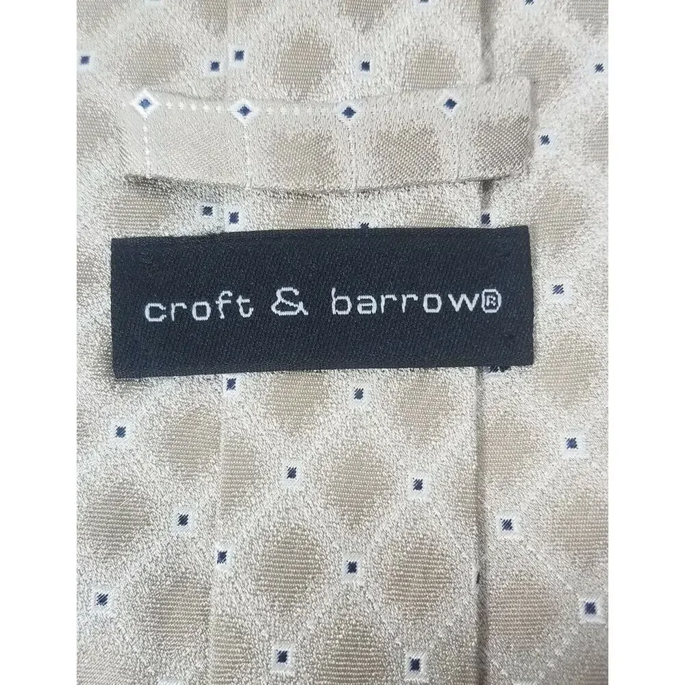CROFT & BARROW Handmade Silk Tie Men's Geometry Beige 58